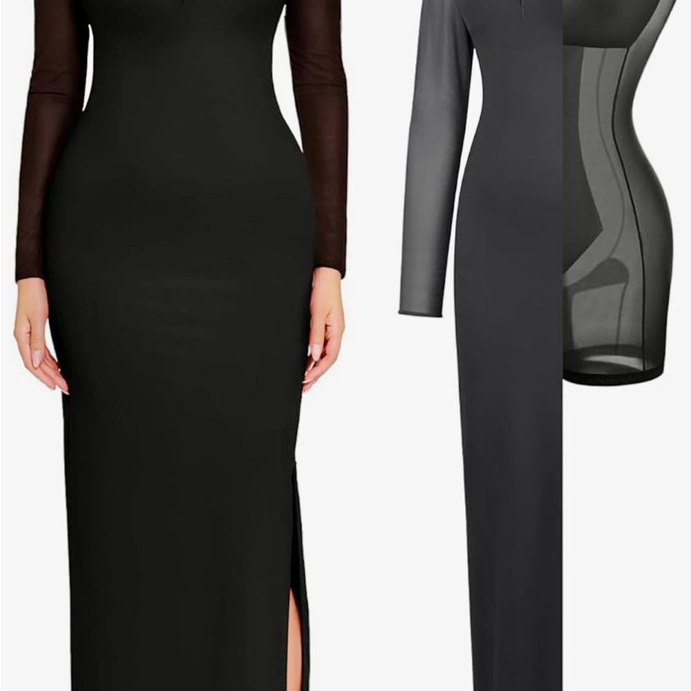 Chic Illusion sleeve/neck Black Dress